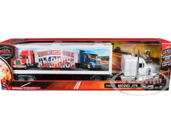 Peterbilt 379 Truck White with Dry Van Trailer