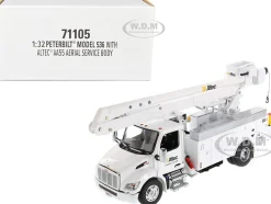 Peterbilt 536 Truck with Altec AA55 Aerial Service Body White Transport Series 1/32 Diecast Model Diecast Masters 71105
