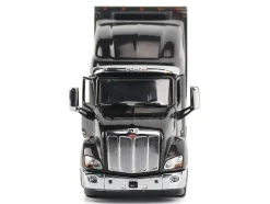 Peterbilt 579 UltraLoft Truck Tractor Black Metallic with "CAT Caterpillar" Mural Trailer "Transport Series" 1/50 Diecast Model by Diecast Masters