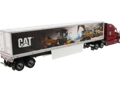 Peterbilt 579 UltraLoft Truck Tractor Red CAT Caterpillar Mural Dry Van Trailer Transport Series 1/50 Diecast Model Diecast Masters 85665