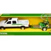 Pickup Truck White Flatbed Trailer John Deere Zero-Turn Mower Set of 3 pieces 1/32 Diecast Models ERTL TOMY 45520