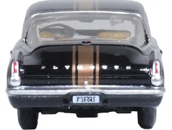1965 Plymouth Barracuda Black with Gold Stripes 1/87 (HO) Scale Diecast Model Car by Oxford Diecast