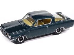 1965 Plymouth Barracuda Formula S Dark Blue Metallic with Silver Stripe "Vintage Muscle" Series 1/64 Diecast Model Car by Auto World