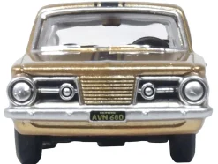 1965 Plymouth Barracuda Gold Metallic with Black Stripes 1/87 (HO) Scale Diecast Model Car by Oxford Diecast