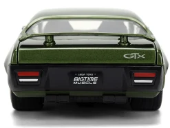1972 Plymouth GTX Green Metallic with Matt Black Hood and Gold Stripes "Bigtime Muscle" Series 1/24 Diecast Model Car by Jada
