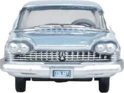 1959 Plymouth Savoy Sedan Powder Blue 1/87 (HO) Scale Diecast Model Car by Oxford Diecast