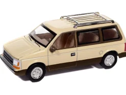 1987 Plymouth Voyager Van Light Cream and Golden Bronze Metallic 2-Tone "Mighty Minivans" Series 1/64 Diecast Model Car by Auto World