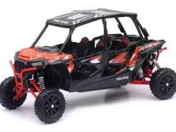 Polaris RZR XP 4 Turbo EPS Sport UTV Spectra Orange with Graphics and Black Top 1/18 Diecast Model by New Ray