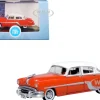 1954 Pontiac Chieftain 4 Door Coral Red with Winter White Top 1/87 HO Scale Diecast Model Car Oxford Diecast 87PC54004