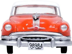 1954 Pontiac Chieftain 4 Door Coral Red with Winter White Top 1/87 HO Scale Diecast Model Car Oxford Diecast 87PC54004