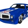 1972 Pontiac Firebird #72 Blue with White Stripe Chevron Bigtime Muscle Series 1/24 Diecast Model Car Jada 35026