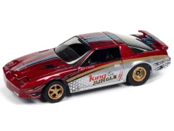 1987 Pontiac Firebird GTA "King of the Jungle" Red and Silver Metallic with Graphics "Muscle Cars USA" Series 1/64 Diecast Model Car by Johnny Lightning