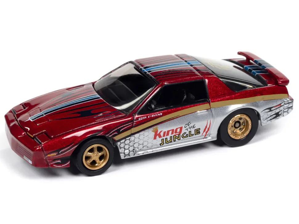 1987 Pontiac Firebird GTA "King of the Jungle" Red and Silver Metallic with Graphics "Muscle Cars USA" Series 1/64 Diecast Model Car by Johnny Lightning