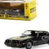 1979 Pontiac Firebird T/A Trans Am Black with Hood Phoenix Rocky II 1979 Movie 1/43 Diecast Model Car Greenlight 86616