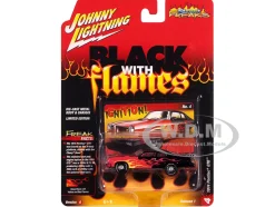 1974 Pontiac GTO Black and Red with Flame Graphics "Black with Flames" Series 1/64 Diecast Model Car by Johnny Lightning