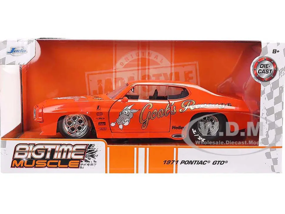 1971 Pontiac GTO "Goat's Revenge" Orange with Graphics "Bigtime Muscle" Series 1/24 Diecast Model Car by Jada
