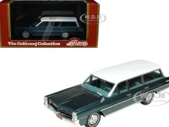 1964 Pontiac Safari Gulfstream Aqua Metallic with White Top and Blue Interior Limited Edition to 200 pieces Worldwide 1/43 Model Car by Goldvarg Collection