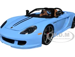Porsche Carrera GT Convertible Blue with Black Stripes Pink Slips Series 1/24 Diecast Model Car Jada 35066