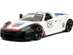Porsche Carrera GT Convertible #04 "Chevron" White with Graphics "Hyper-Spec" Series 1/24 Diecast Model Car by Jada