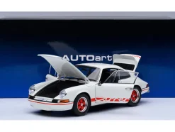 Porsche 911 Carrera 2.7 RS Grand Prix White with Red Stripes and Wheels 1/18 Model Car by Autoart
