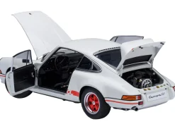 Porsche 911 Carrera 2.7 RS Grand Prix White with Red Stripes and Wheels 1/18 Model Car by Autoart
