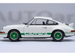 Porsche 911 Carrera 2.7 RS Grand Prix White with Green Stripes and Wheels 1/18 Model Car by Autoart