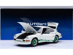 Porsche 911 Carrera 2.7 RS Grand Prix White with Green Stripes and Wheels 1/18 Model Car by Autoart