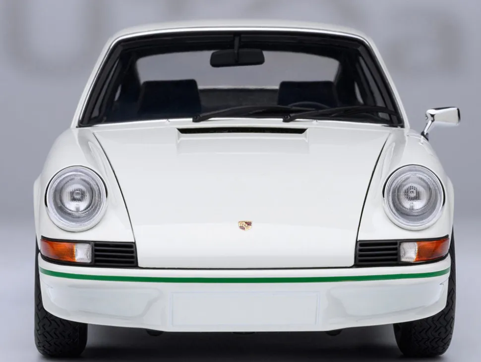 Porsche 911 Carrera 2.7 RS Grand Prix White with Green Stripes and Wheels 1/18 Model Car by Autoart