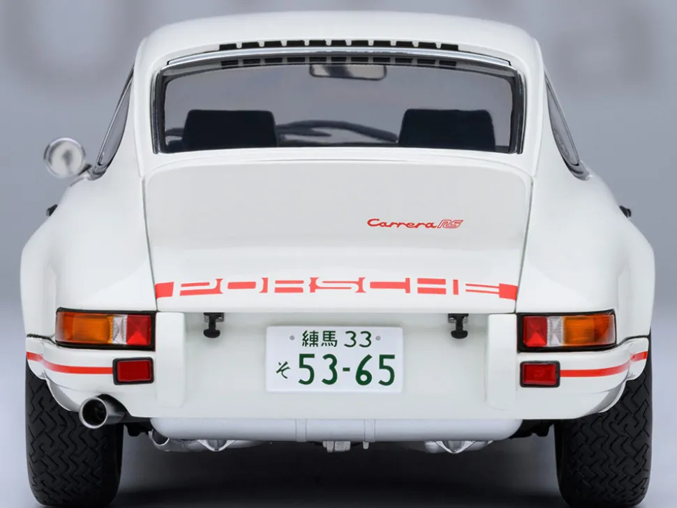 Porsche 911 Carrera 2.7 RS "The Circuit Wolf" White with Red Stripes and Wheels with Hood Graphics 1/18 Model Car by Autoart