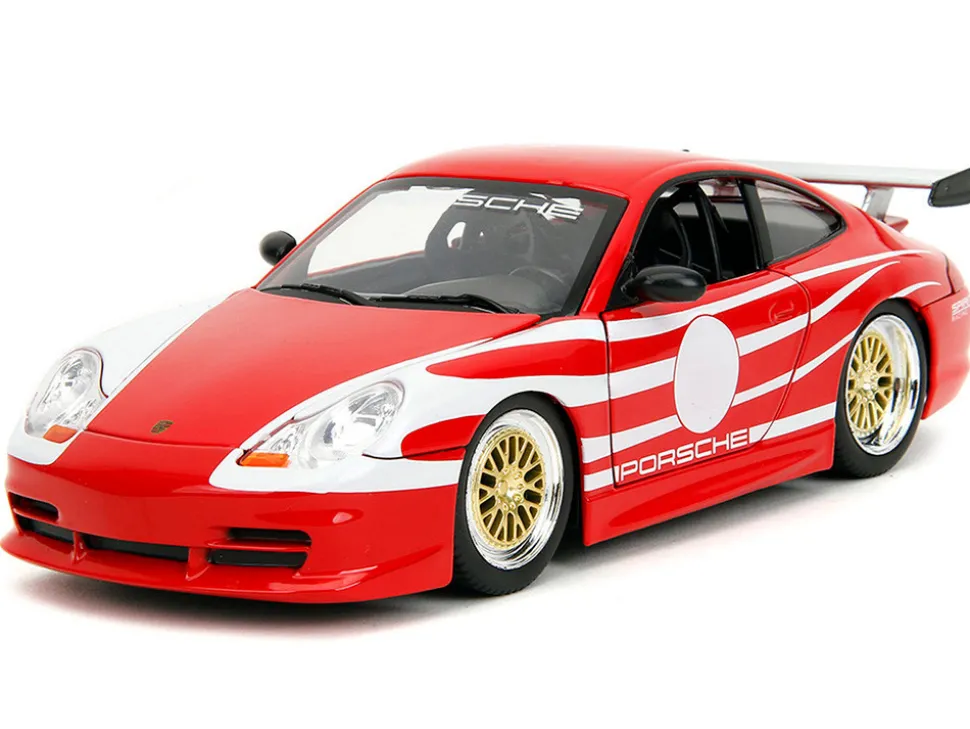Porsche 911 GT3 (996) Red with White Graphics "Hyper-Spec" Series 1/24 Diecast Model Car by Jada