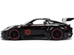 Porsche 911 GT3 RS (992) Black with Silver Hood and Graphics and Darth Vader Figure 