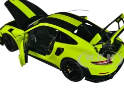 Porsche 911 991 2 GT2 RS Weissach Package Acid Green with Carbon Stripes 1/18 Model Car Autoart 78187