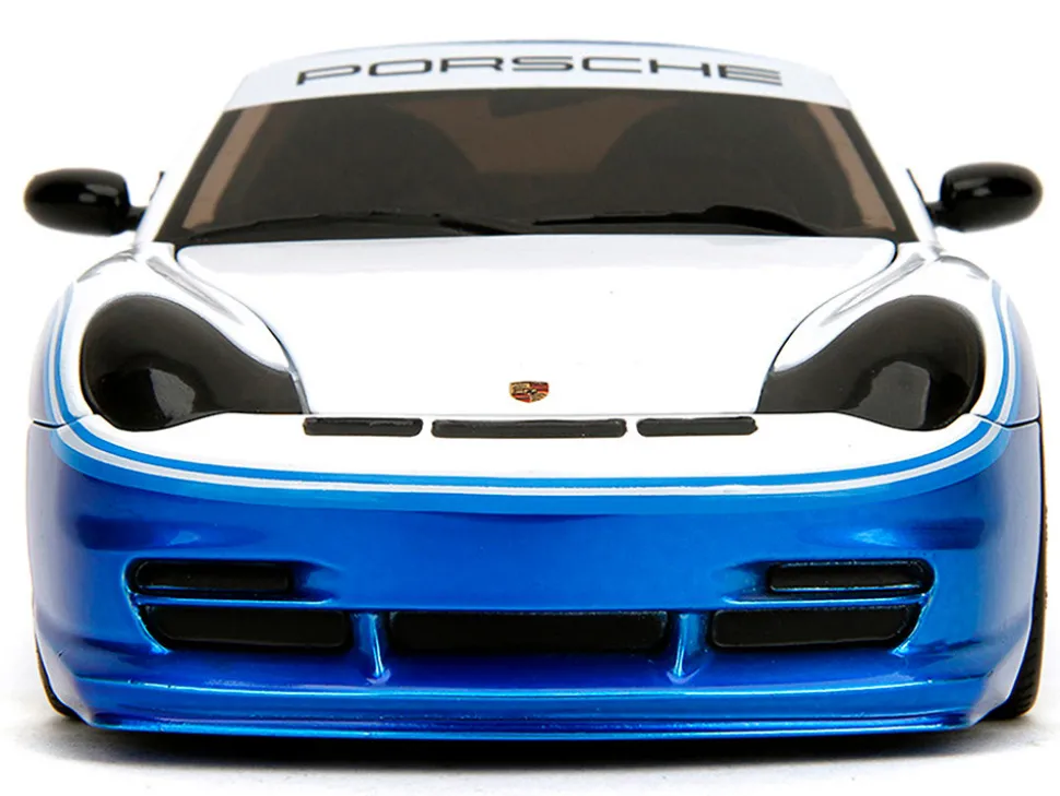 Porsche 911 GT3 RS (996) #845 White and Blue Metallic "Toyo Tires" "Hyper-Spec" Series 1/24 Diecast Model Car by Jada