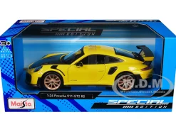 Porsche 911 GT2 RS Yellow Carbon Hood 1/24 Diecast Model Car Maisto 31523