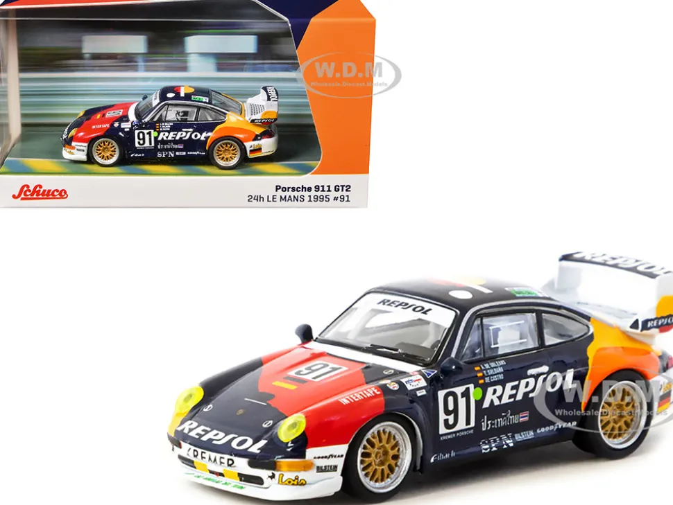 Porsche 911 GT2 #91 Tomas Saldana - Miguel Angel de Castro - Prince Alfonso de Orleans-Borbon "Kremer Racing - Repsol" "24 Hours of Le Mans" (1995) "Collab64" Series 1/64 Diecast Model Car by Schuco & Tarmac Works
