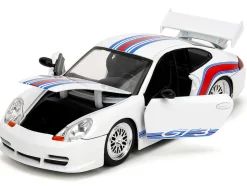 Porsche 911 GT3 (996) White with Red and Blue Stripes 