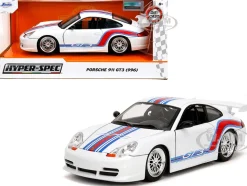 Porsche 911 GT3 (996) White with Red and Blue Stripes 