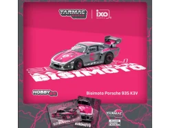 Porsche 935 K3V Bisimoto Gray Metallic with Pink Hood and Top with Tarmac Cards "Hobby64" Series 1/64 Diecast Model by Tarmac Works