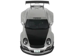 2024 Porsche 911 RWB Abu Silver Metallic with Black Hood 1/18 Model Car by GT Spirit