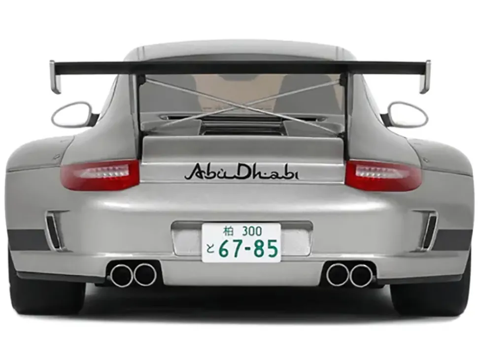 2024 Porsche 911 RWB Abu Silver Metallic with Black Hood 1/18 Model Car by GT Spirit