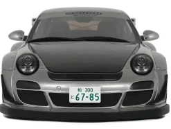 2024 Porsche 911 RWB Abu Silver Metallic with Black Hood 1/18 Model Car by GT Spirit