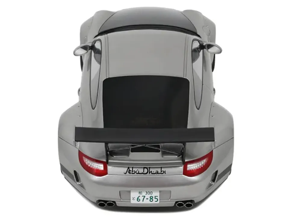 2024 Porsche 911 RWB Abu Silver Metallic with Black Hood 1/18 Model Car by GT Spirit