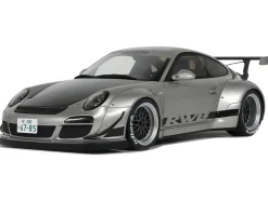 2024 Porsche 911 RWB Abu Silver Metallic with Black Hood 1/18 Model Car by GT Spirit