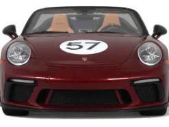 2019 Porsche 911 (991.2) Speedster #57 "Heritage Edition" Cherry Red Metallic 1/18 Model Car by GT Spirit