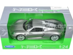 Porsche 918 Spyder Silver Closed Roof 1/24 Diecast Model Car Welly 24055