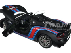 Porsche 918 Spyder Weissach Package Black/ Martini Livery #15 1/18 Model Car Autoart 77929