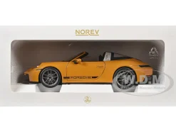 2024 Porsche 911 Targa Bahama Yellow with Black Stripes 1/18 Diecast Model Car by Norev