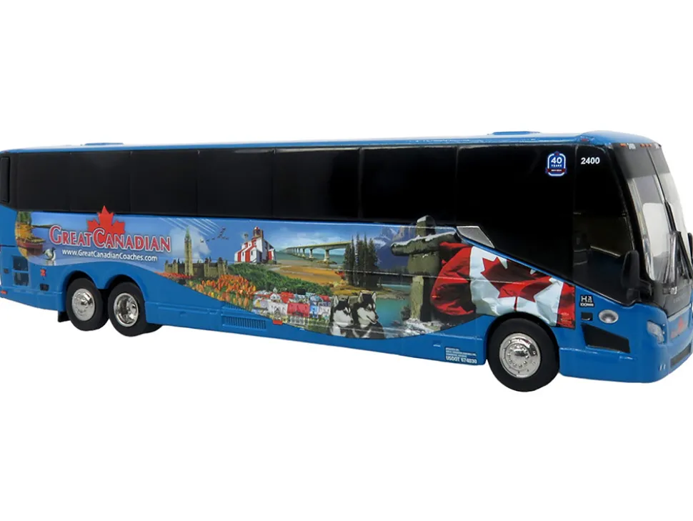 Prevost H3-45 Coach Bus "Great Canadian Coaches" Blue with Graphics Limited Edition 1/87 (HO) Diecast Model by Iconic Replicas