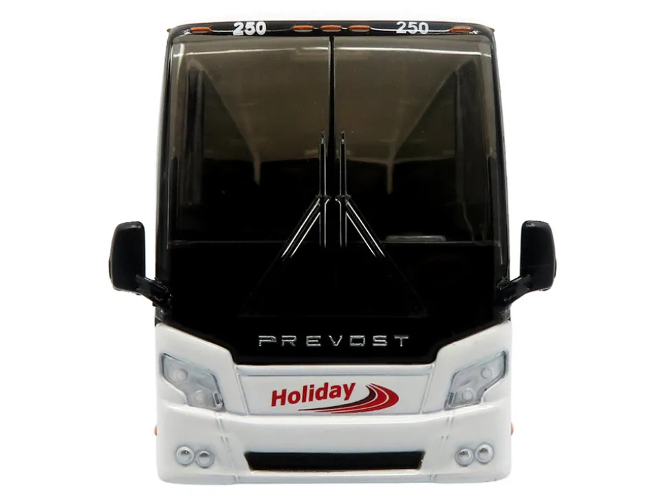 Prevost H3-45 Coach Bus "Holiday Tours" White with Red Graphics Limited Edition 1/64 Diecast Model by Iconic Replicas