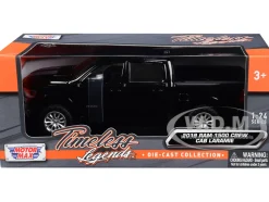 2019 RAM 1500 Laramie Crew Cab Pickup Truck Black Silver Stripes 1/24 Diecast Model Car Motormax 79357
